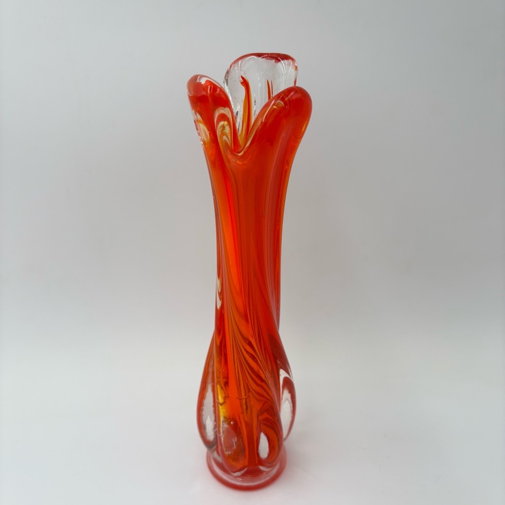 Vintage 9" Swung Vase Orange/red